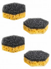 NEON Губки для посуды  4шт ТЕФЛОНЧИК Коричневый Коралл  шестигранник /36