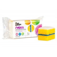 Fun Clean Губка для посуды  Крупнопористая, 5 шт/ 100*65*35./40